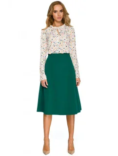 S133 Midi sukně áčkového střihu - zelená