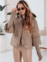 MISSLAYER dámská zimní bunda s kapucí tmavě béžová FashionStreet TY5038