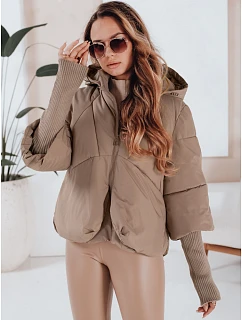 MISSLAYER dámská zimní bunda s kapucí tmavě béžová FashionStreet TY5038