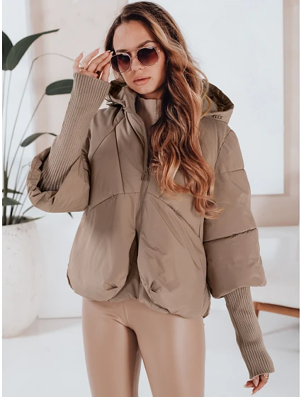MISSLAYER dámská zimní bunda s kapucí tmavě béžová FashionStreet TY5038