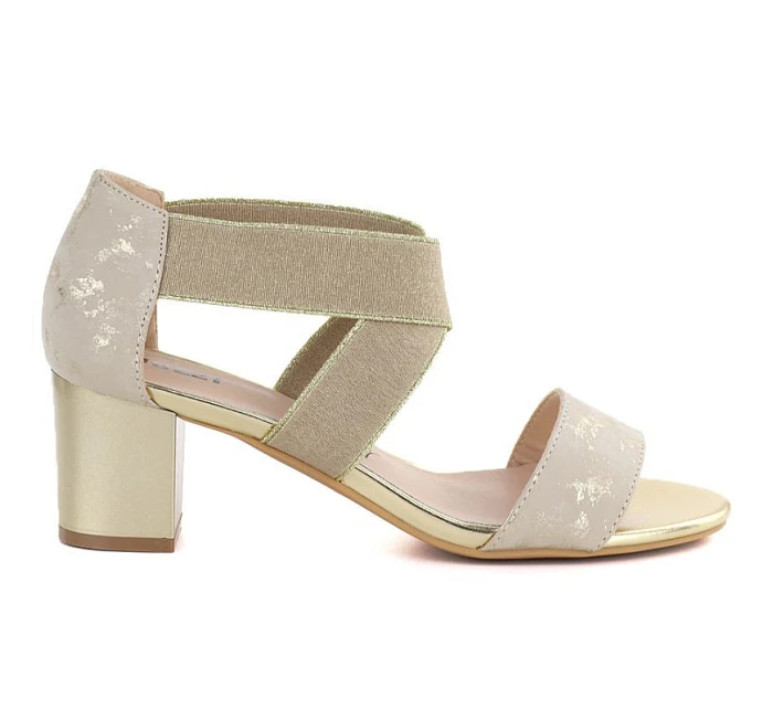 Dámské zlaté páskové sandály se sloupkem Jezzi RMR1954-27 Dámské zlaté páskové sandály se sloupkem Jezzi RMR1954-27