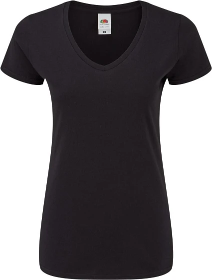 Fruit of the Loom Lady-Fit Iconic 150 V-Neck T Dámské tričko s výstřihem do V 16.1444 black Fruit of the Loom Lady-Fit Iconic 150 V-Neck T Dámské tričko s výstřihem do V 16.1444 black