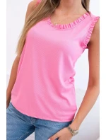 Dámská viskózová halenka s volánem ve výstřihu růžový