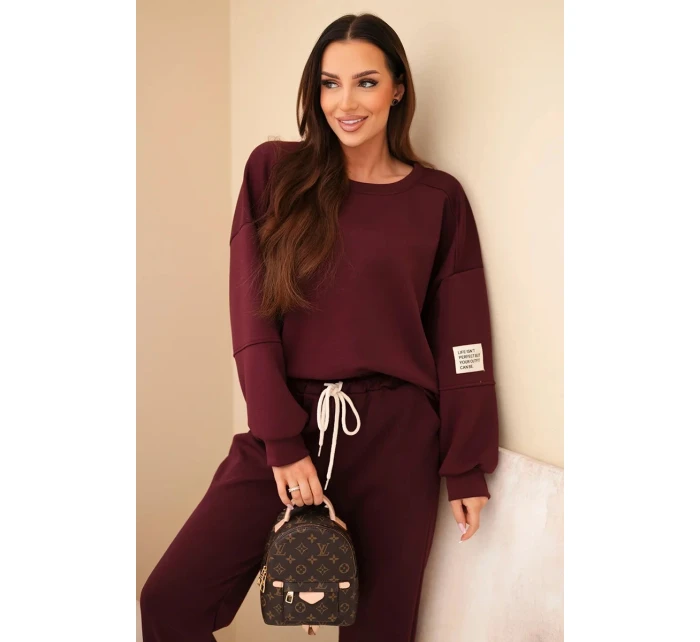 Komplet mikina + kalhoty máslový tmavě bordový