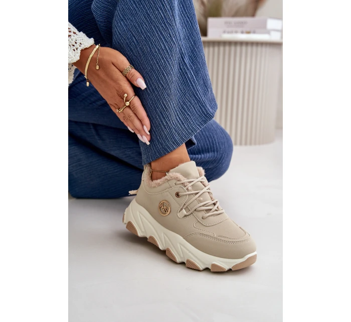 Zateplené Dámské Sportovní Boty Na Na Platformě Béžové model 21668469 - Boto Zateplené Dámské Sportovní Boty Na Na Platformě Béžové model 21668469 - Boto