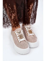 Tenisky Na Platformě S Potiskem Medvěd S.Barski BF51-014 Béžové