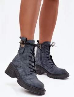 Kožené dámské workery na klínu s ozdobným detailem Artiker 57C0212 modré