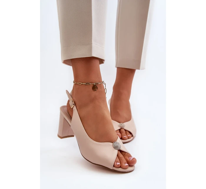 Elegantní sandály na vysokém podpatku se zdobením, béžová Trasea Elegantní sandály na vysokém podpatku se zdobením, béžová Trasea