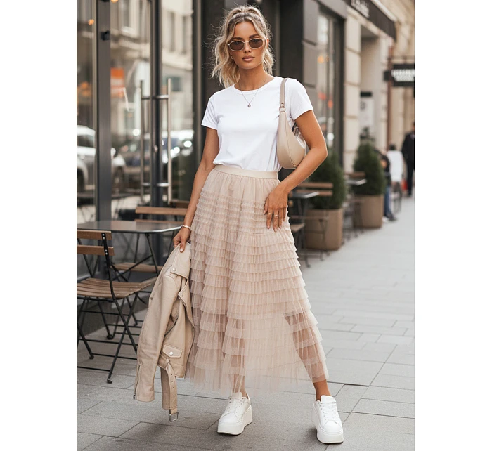 PASTELLA béžová tylová sukně FashionStreet CY0422