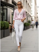 Dámské úzké džíny s vysokým pasem bílé FashionStreet UY2863