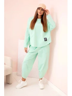 Komplet nových mikinových kalhot Punto světlá máta
