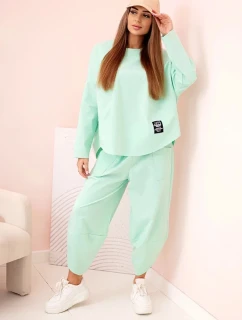 Komplet nových mikinových kalhot Punto světlá máta