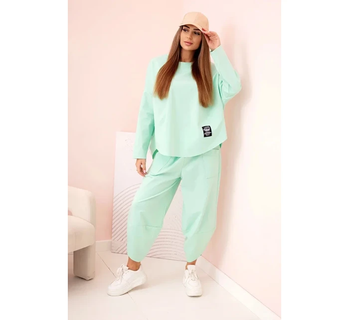 Komplet nových mikinových kalhot Punto světlá máta Komplet nových mikinových kalhot Punto světlá máta