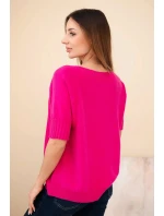 Dámský svetr z viskózy s krátkým rukávem fuchsie Dámský svetr z viskózy s krátkým rukávem fuchsie