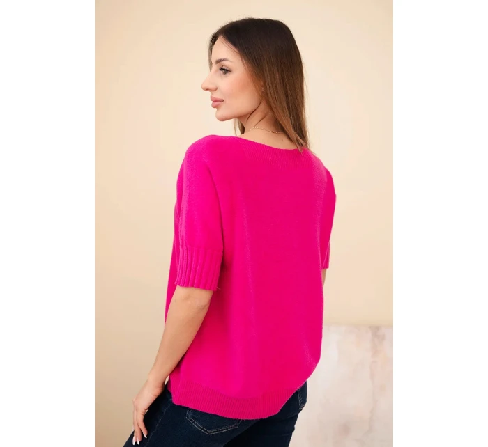 Dámský svetr z viskózy s krátkým rukávem fuchsie Dámský svetr z viskózy s krátkým rukávem fuchsie
