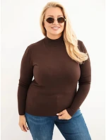 Dámský svetr Plus Size z viskózy s rolákem tmavě hnědý Dámský svetr Plus Size z viskózy s rolákem tmavě hnědý