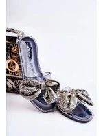 Dámské gumové pantofle s mašličkou Černá a šedá Meriden Dámské gumové pantofle s mašličkou Černá a šedá Meriden