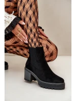 Dámské Botky Zateplené Na Podpatku Eko Semišové Černé Irissinae Dámské Botky Zateplené Na Podpatku Eko Semišové Černé Irissinae