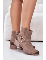 Semišové Zateplené Kotníkové Boty Na Podpatku Béžové model 21673755 - Zazoo