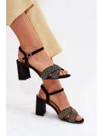 Dámské sandály na podpatku černé Almera Dámské sandály na podpatku černé Almera