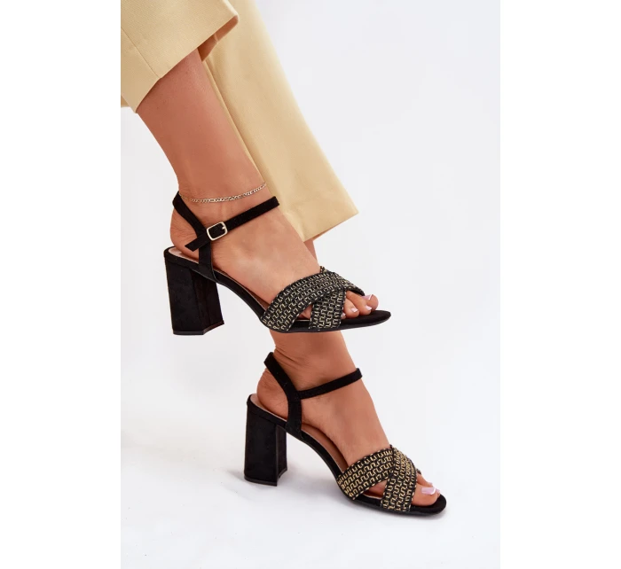 Dámské sandály na podpatku černé Almera Dámské sandály na podpatku černé Almera