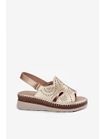 Kožené sandály na platformě model 22101270 Zlaté - S.Barski Kožené sandály na platformě model 22101270 Zlaté - S.Barski