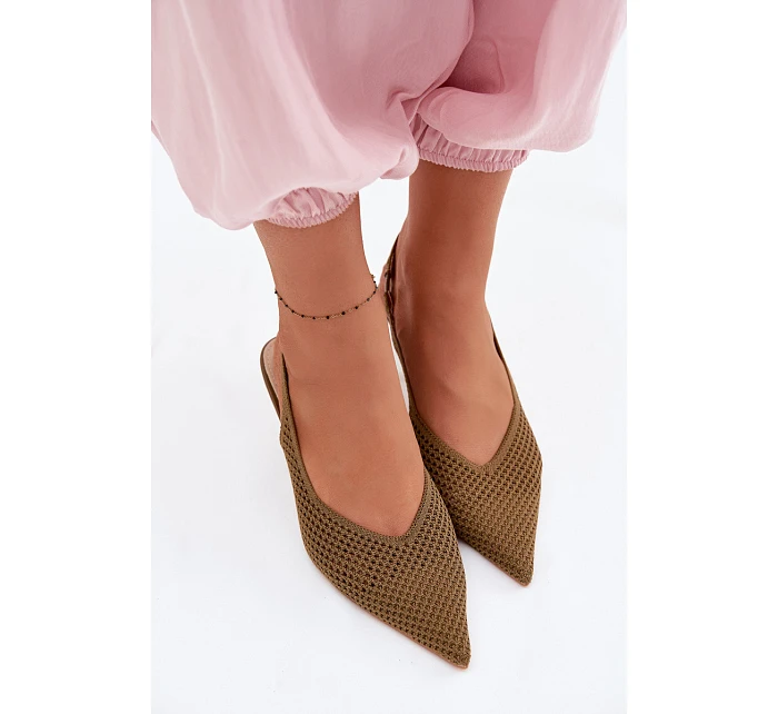 Dámské sandály z síťovaného materiálu na jehle Zelená Emiliana Dámské sandály z síťovaného materiálu na jehle Zelená Emiliana