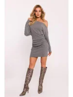 Pletené šaty s na ramenou šedý melír model 20515108 - Moe