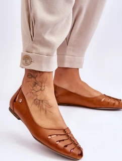 Pohodlné kožené dámské baleríny Hněde Luka