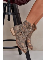 Dámské kotníkové boty Neliawen se zlatým zvířecím vzorem – zlaté Dámské kotníkové boty Neliawen se zlatým zvířecím vzorem – zlaté