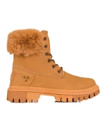 Výborné dámské kotníčkové boty hnědé na plochém podpatku Výborné dámské kotníčkové boty hnědé na plochém podpatku