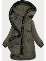 Dámská bunda v khaki barvě s ozdobnou lemovkou (B8150-11)