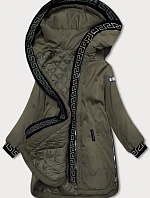 Dámská bunda s ozdobným lemováním khaki (b8150-11)