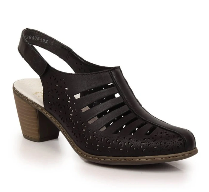 Dámské pohodlné kožené sandály na podpatku model 22021681 - Rieker