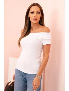 Dámská bavlněná blůza s výstřihem do V a potiskem bílá