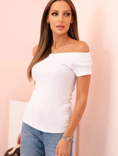 Dámská bavlněná blůza s výstřihem do V a potiskem bílá