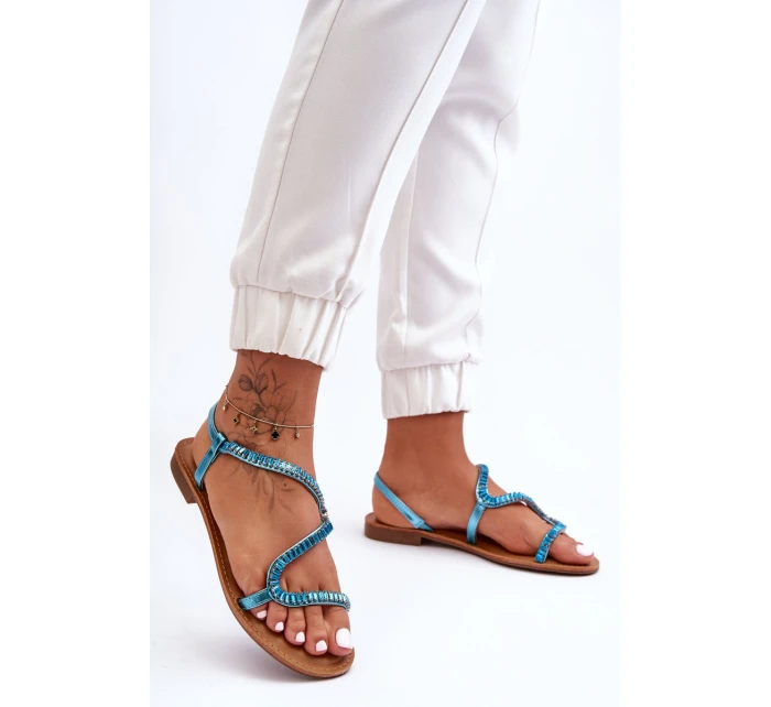 Dámské Nákladní Sandály S Ozdobami Modré Hayen Dámské Nákladní Sandály S Ozdobami Modré Hayen