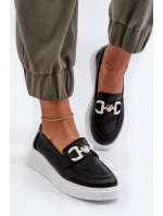 Dámské kožené mokasíny na platformě černé model 21655732 - S.Barski