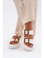 Eko Kožené Sandály Dámské Na Platformě S Přezkami Bílé model 21699634 - Boto Eko Kožené Sandály Dámské Na Platformě S Přezkami Bílé model 21699634 - Boto