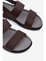 Kožené Pánské Sandály  Tmavě hnědé model 22200764 - Inblu