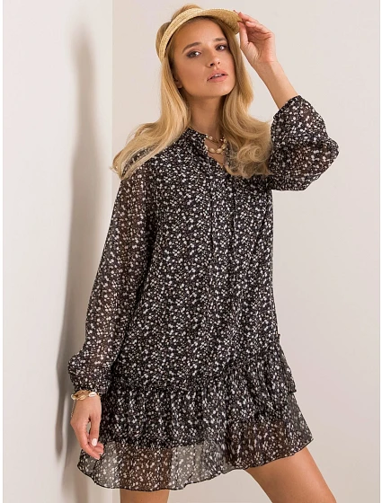 Šaty EM SK model 17280740 černá a béžová - FPrice Šaty EM SK model 17280740 černá a béžová - FPrice