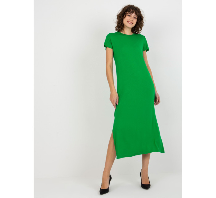 Zelené midi šaty s rozparky od Liliane