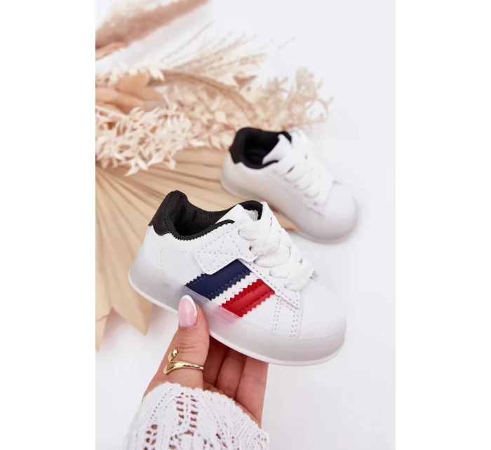Dětské sportovní sneakers se svítící podrážkou Arielle – bílo-černé