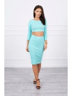 Souprava halenky a sukně v mátové barvě