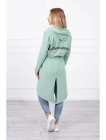 Tmavě mátový plášť s dlouhými zády