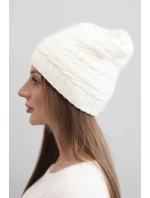 Dámská zimní čepice s klasickým žebrováním K439 ecru