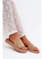 Dámské Pantofle Na Platformě Z Eko Semiše Tmavě Béžové model 21703777 - Boto Dámské Pantofle Na Platformě Z Eko Semiše Tmavě Béžové model 21703777 - Boto