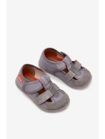 Dětské pantofle na suchý zip šedé model 21705429 - Milami