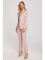 model 18004498 Sako s dvojitými kapsami s klopou krepová růžová - Makover