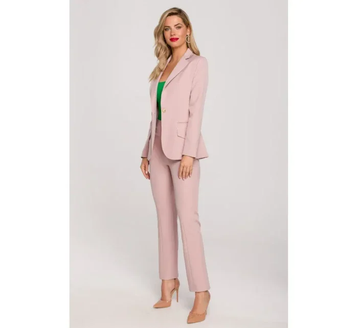 model 18004498 Sako s dvojitými kapsami s klopou krepová růžová - Makover